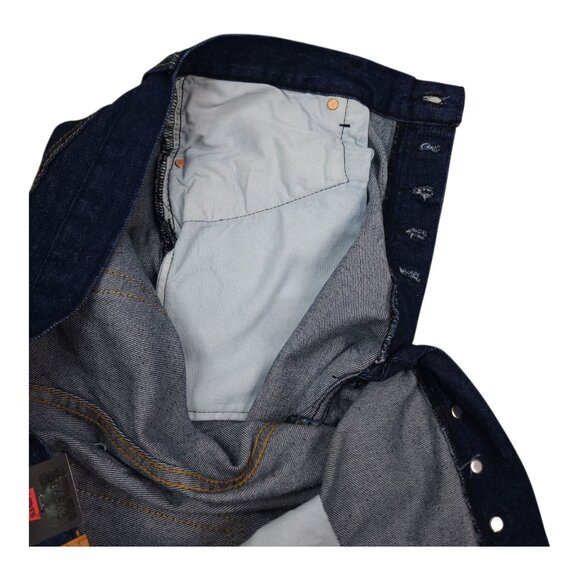 Levis 501 Mens 93 Straight Stretch Denim Shorts W44 Dark Rinse Button Fly - Picture 10 of 11